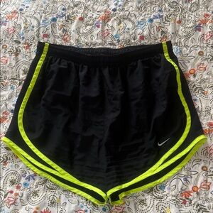 Nike Dri-Fit Black and Neon Yellow Athletic Shorts